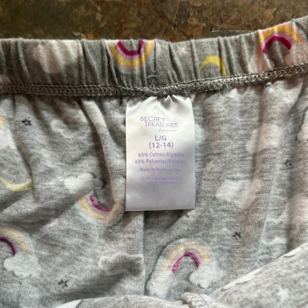 Secret Treasures Pajama Shorts Women Size Large (12-14) Gray Rainbow Pajamas Pjs